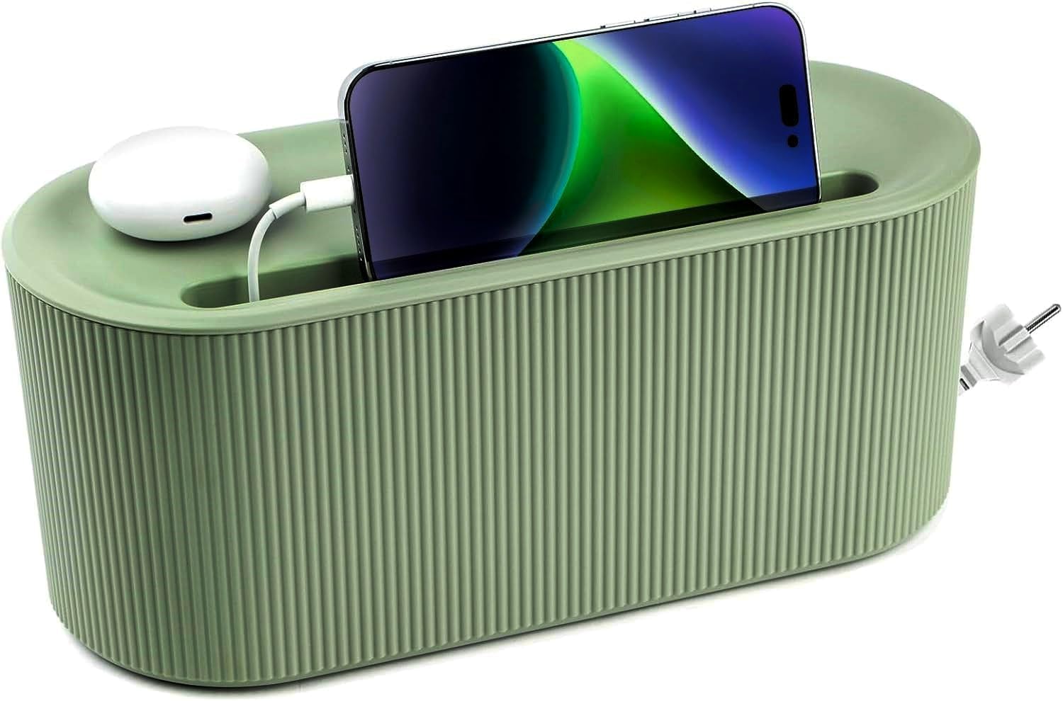 HASTHIP® Power Extender Storage Box with Phone Slot, Phone Charging Stand with Cable Organizer, Multipurpose Fashion Ribbed Desk Extension Strip Organizer, 33x13x11 cm HASTHIP® Power Extender Storage Box with Phone Slot, Phone Charging Stand with Cable Organizer, Multipurpose Fashion Ribbed Desk Extension Strip Organizer, 33x13x11 cm